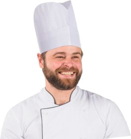 White Chef Hats in Bulk; 12" Tall. Pack of 50 Viscose Hair Covers with Pleats. Disposable Lightweight Pleated Head Caps for Kitchen Fast Food Service.