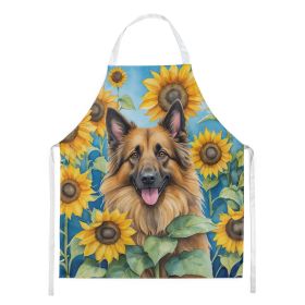 Belgian Tervuren in Sunflowers Apron Cooking Kitchen Server Baking Crafts Gardening for Adult Women Men, Unisex, Large, Multicolor